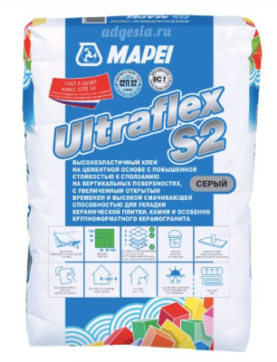 Высокоэластичный клей Ultraflex S2, Mapei 25 кг, серый