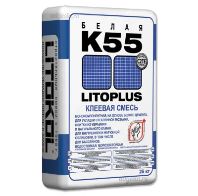 Плиточный белый клей для мозаики Litoplus K55