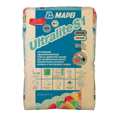 Улучшенный эластичный клей Mapei Ultralite S1, 15 кг