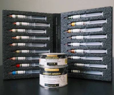 Набор колеров для эпоксидного клея-затирки Диамант Мрамор, 17 шт. по 10 мл.