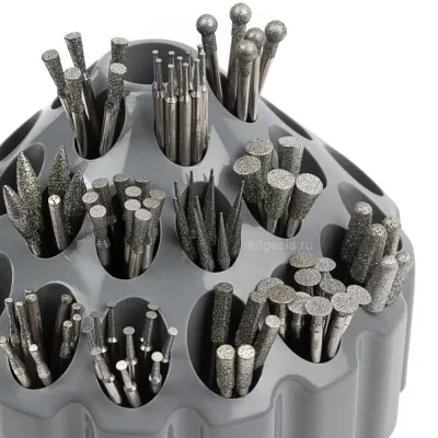 Набор алмазных фрез для гравировальной машинки DLT, 256шт (шарошки для гравера) арт. 1554