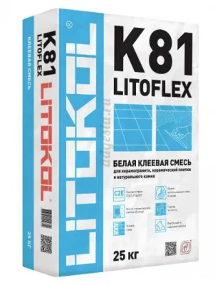 Белый клей для плитки Litoflex K81 (ex. K80 Белый) 25кг