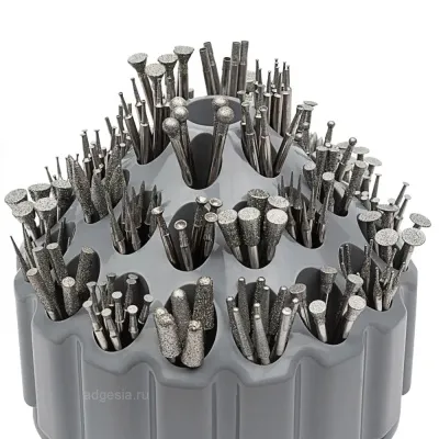 Набор алмазных фрез для гравировальной машинки DLT, 256шт (шарошки для гравера) арт. 1554