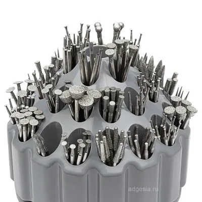 Набор алмазных фрез для гравировальной машинки DLT, 256шт (шарошки для гравера) арт. 1554