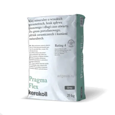 Минеральный клей Kerakoll Pragma Flex для керамогранита и натурального камня (серый), 25 кг