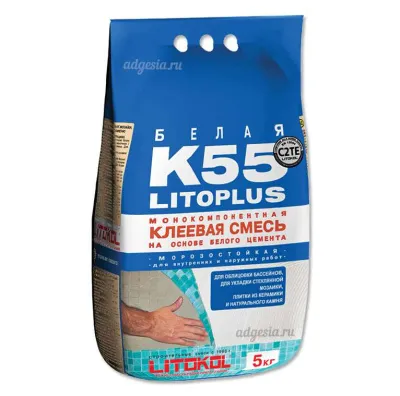 Плиточный белый клей для мозаики Litoplus K55