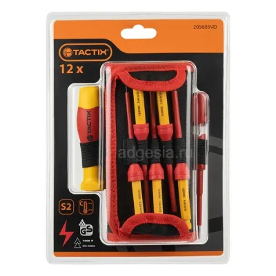 Набор сменных диэлектрических отверток Tactix 12шт (арт. 205605VD)