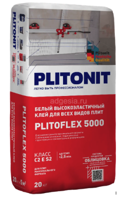 Высокоэластичный клей для крупноформатной плитки Plitonit Plitoflex 5000, 20 кг