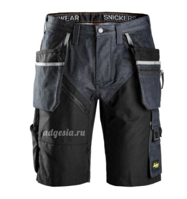 Джинсовые рабочие шорты с накладными карманами Snickers Workwear 6104, RuffWork Denim Shorts Holster Pockets