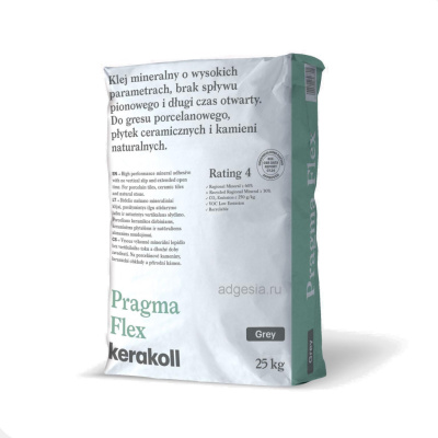 Минеральный клей Kerakoll Pragma Flex для керамогранита и натурального камня (серый), 25 кг
