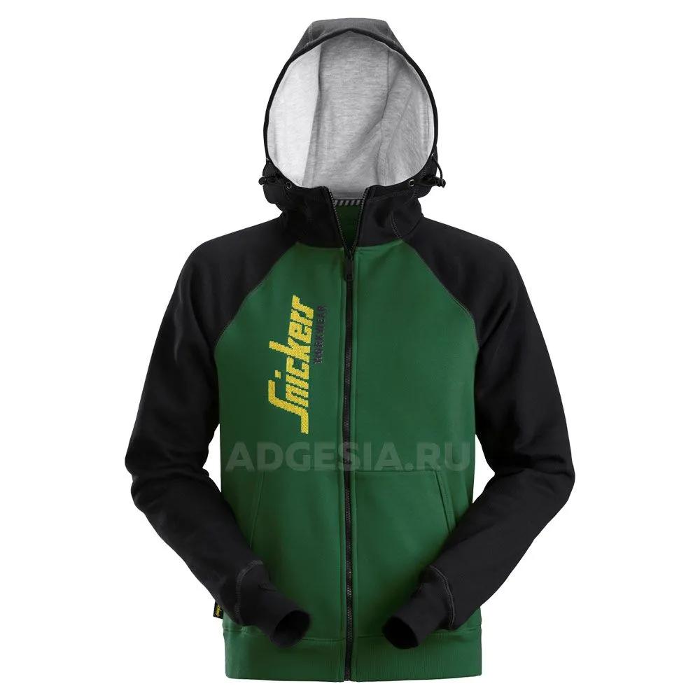 Худи на молнии Logo Full Zip Hoodie (арт. 2888), Snickers Workwear, размер S, 3904 Forest GreenBlack