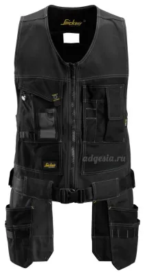 Жилет для инструментов Toolvest, Canvas+, Snickers Workwear 4254, размер XS, 0404 Black/Black